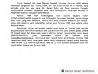 Surat Kedua Dilayangkan, Komnas HAM Beri Tenggat 14 Hari ke Gubernur Aceh dan Bupati Bener Meriah Soal Bendungan Keureuto