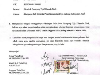 Dana Desa Rp500 Juta Raib, Mantan Geuchik di Aceh Utara Ingkar Janji